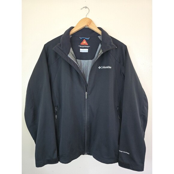 Columbia Omni Wind Block Omni Heat Jacket Mens Medium Black Windproof Softshell - Picture 1 of 12
